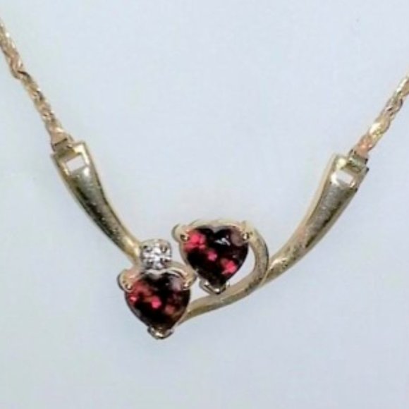 14K Gold Garnet and Diamond Necklace